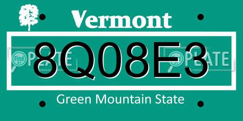 8Q08E3 Vermont License Plate