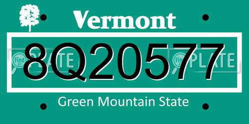 8Q20577 Vermont License Plate