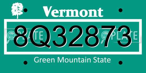 8Q32873 Vermont License Plate