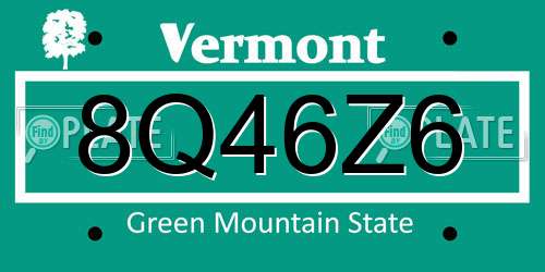 8Q46Z6 Vermont License Plate