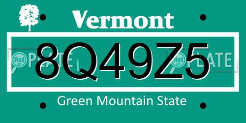 8Q49Z5 Vermont License Plate