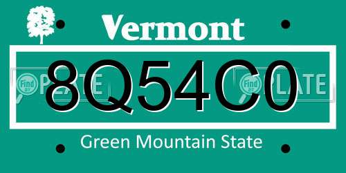 8Q54C0 Vermont License Plate