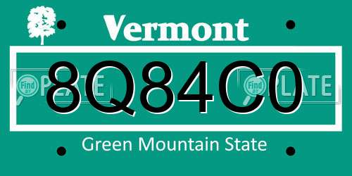 8Q84C0 Vermont License Plate