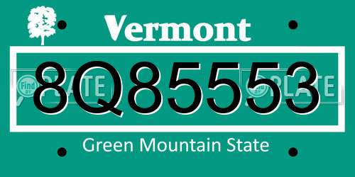 8Q85553 Vermont License Plate