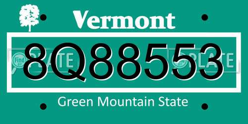 8Q88553 Vermont License Plate