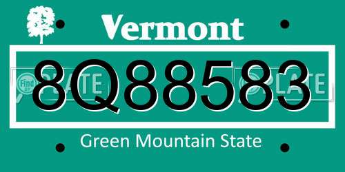 8Q88583 Vermont License Plate