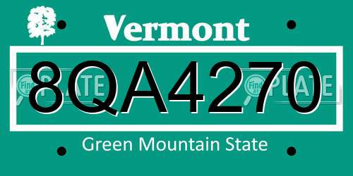 8QA4270 Vermont License Plate