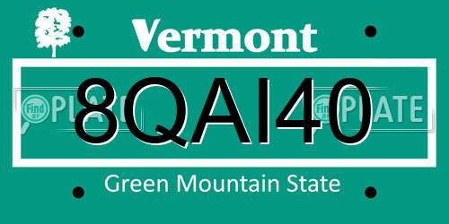 8QAI40 Vermont License Plate