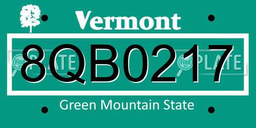 8QB0217 Vermont License Plate