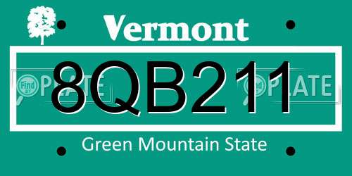 8QB211 Vermont License Plate