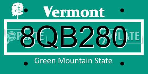8QB280 Vermont License Plate
