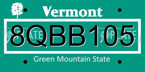 8QBB105 Vermont License Plate