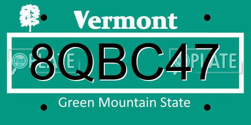 8QBC47 Vermont License Plate