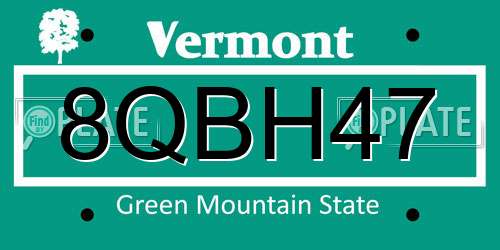 8QBH47 Vermont License Plate