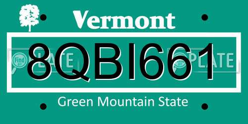8QBI661 Vermont License Plate