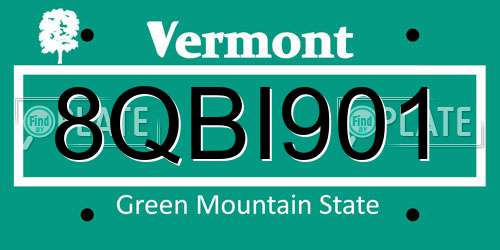 8QBI901 Vermont License Plate