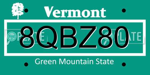 8QBZ80 Vermont License Plate