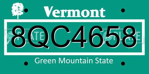 8QC4658 Vermont License Plate