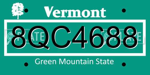 8QC4688 Vermont License Plate