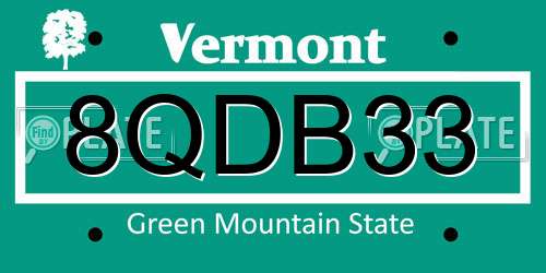 8QDB33 Vermont License Plate