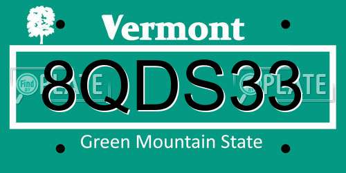 8QDS33 Vermont License Plate