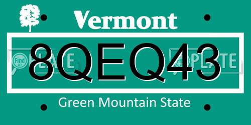 8QEQ43 Vermont License Plate