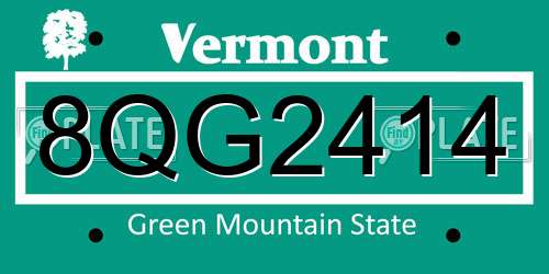 8QG2414 Vermont License Plate