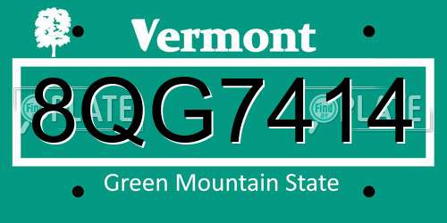 8QG7414 Vermont License Plate