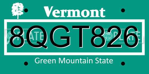 8QGT826 Vermont License Plate