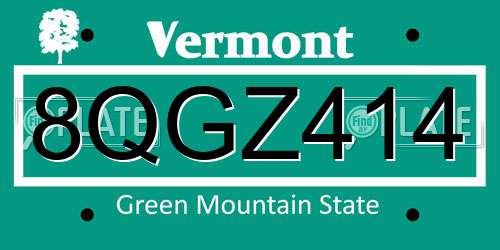 8QGZ414 Vermont License Plate