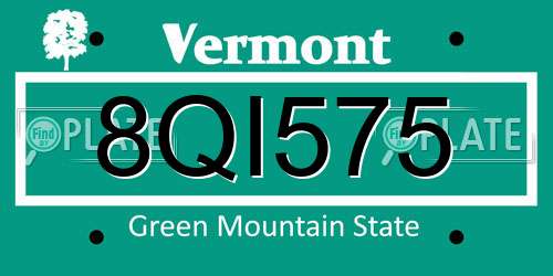 8QI575 Vermont License Plate