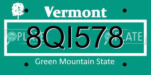 8QI578 Vermont License Plate