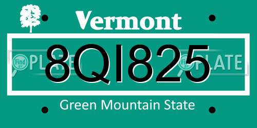 8QI825 Vermont License Plate