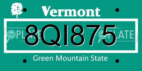 8QI875 Vermont License Plate