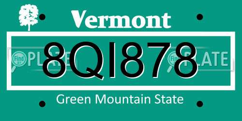 8QI878 Vermont License Plate