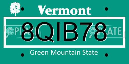 8QIB78 Vermont License Plate