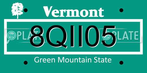 8QII05 Vermont License Plate