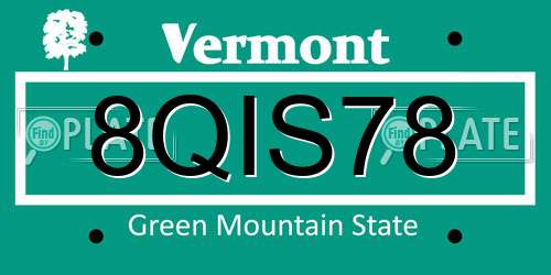 8QIS78 Vermont License Plate