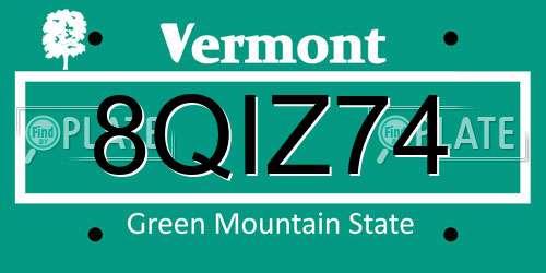 8QIZ74 Vermont License Plate