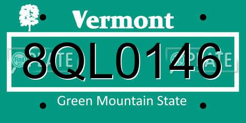 8QL0146 Vermont License Plate