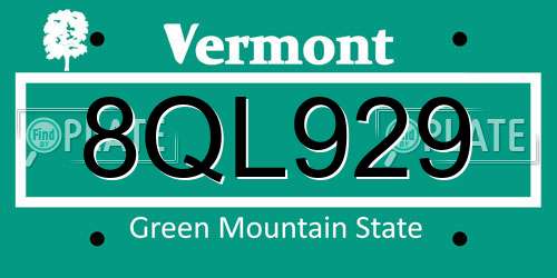 8QL929 Vermont License Plate