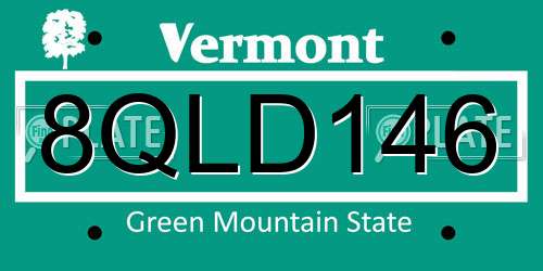 8QLD146 Vermont License Plate
