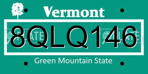 8QLQ146 Vermont License Plate