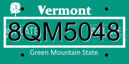 8QM5048 Vermont License Plate