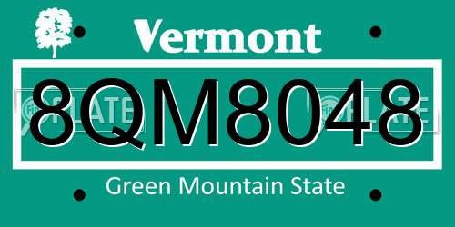 8QM8048 Vermont License Plate
