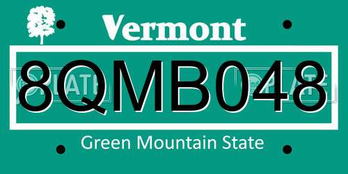 8QMB048 Vermont License Plate