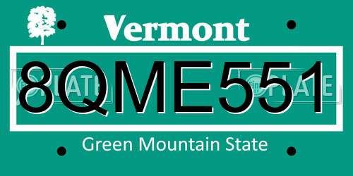 8QME551 Vermont License Plate