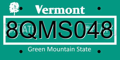8QMS048 Vermont License Plate