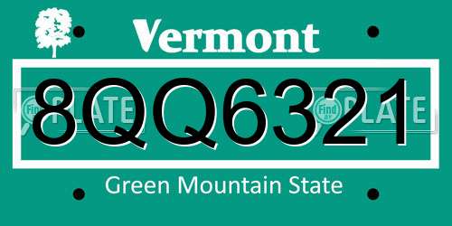 8QQ6321 Vermont License Plate