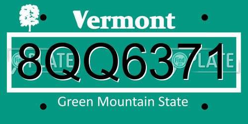 8QQ6371 Vermont License Plate